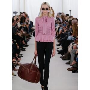 Balenciaga Paris Demna Gvasalia 2017 Runway Pinstripe Lavallière Top size 42